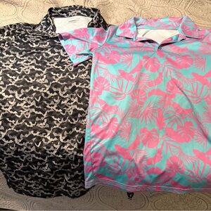 tek gear Pink & Aqua Tropical Print SS Polo BCG Black & Grey polo bats